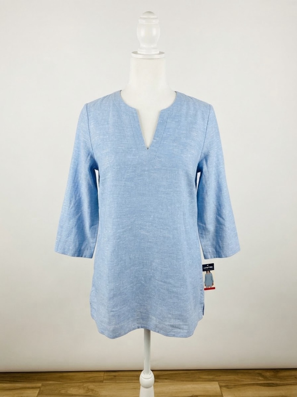 Lands' End Light Blue Split-Neck Tunic Top